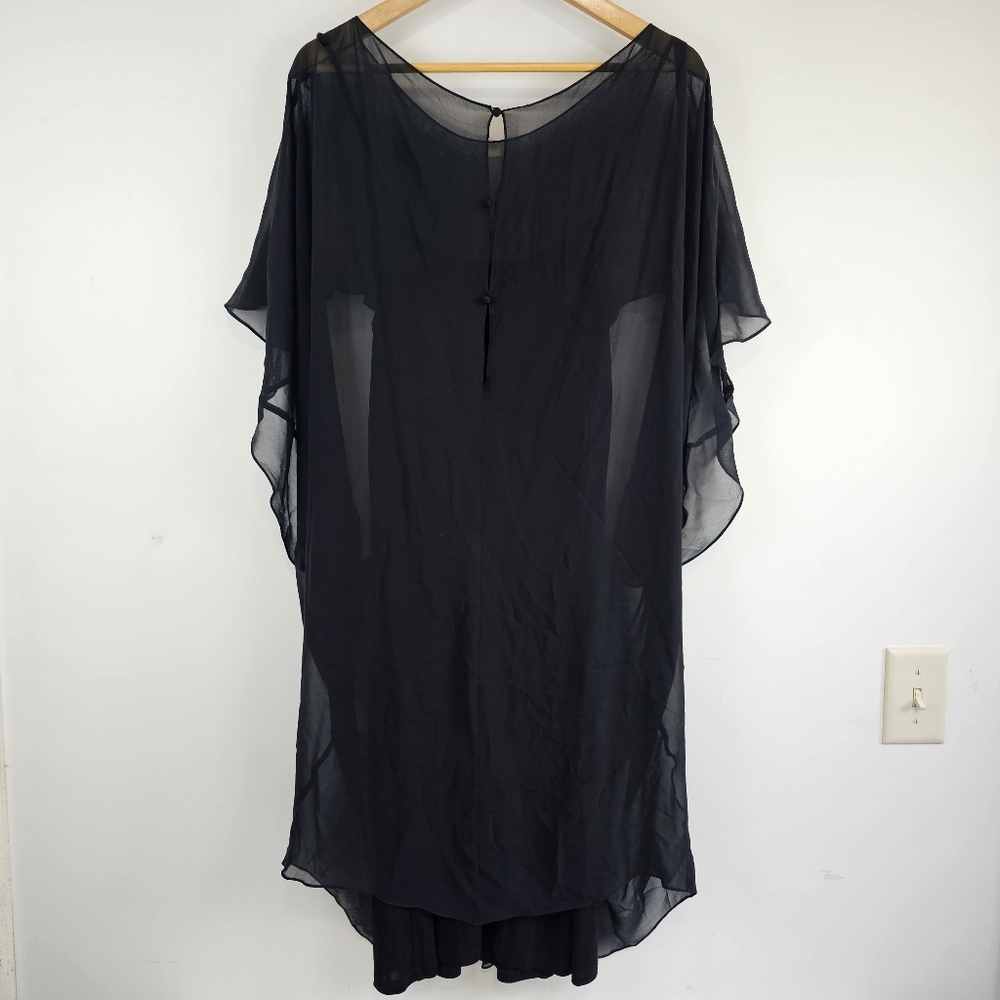 Rickie Freeman by Teri Jon Women's Black Silk Jewel Midi Dress Size 14 $440 MSRP - Picture 5 of 16